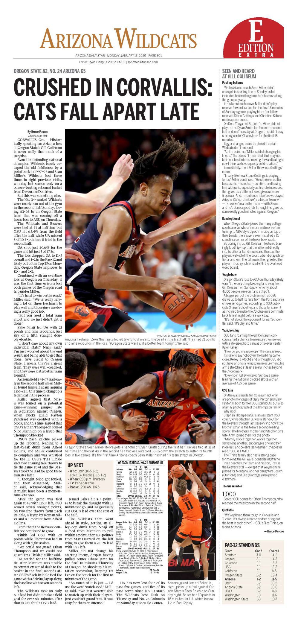 University of Arizona basketball covers, 2020, Oregon State 1